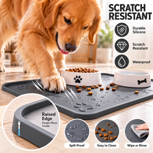 Novexa™ Silicone Pet Feeding Mat – Waterproof Dog & Cat Bowl Placemat with Raised Edges 🐶🐱💧