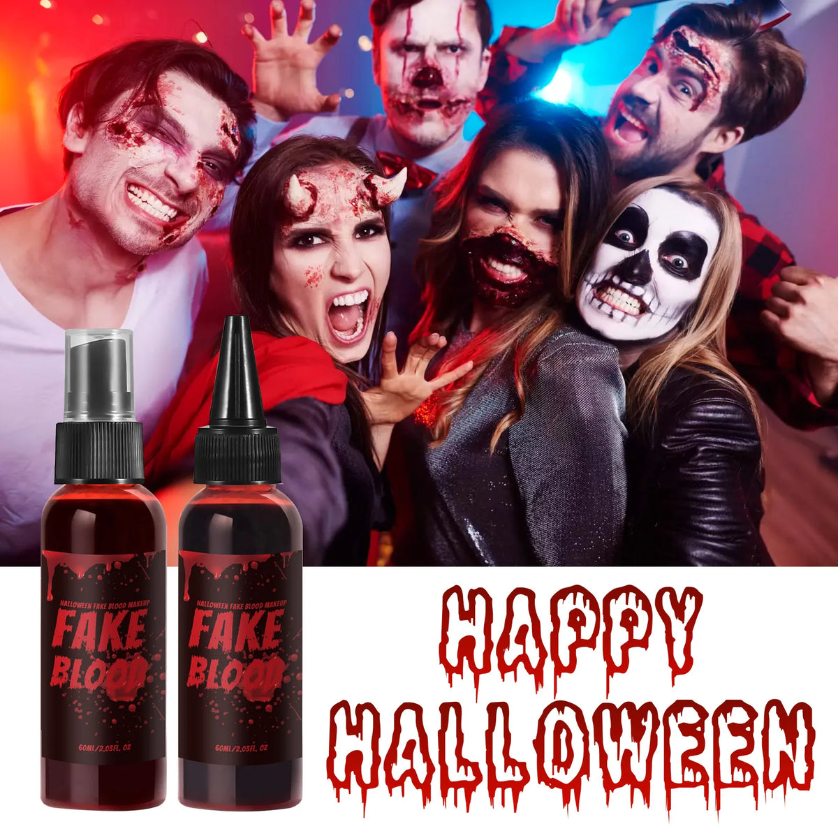 NovexA™ Halloween Fake Blood Makeup Set – Washable Special Effects Blood for Costume Parties