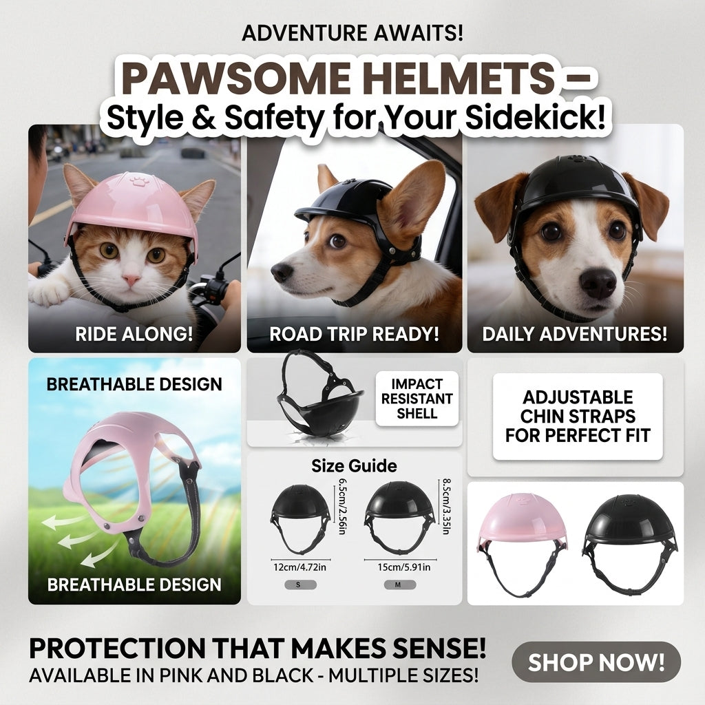 Novexa™ Pet Motorcycle Helmet – Funny & Stylish Headwear for Small and Medium Dogs & Cats 🐶🏍️🐱