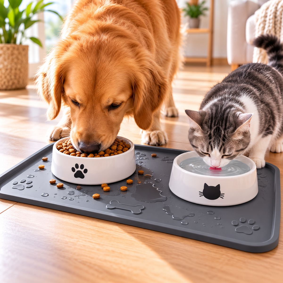 Novexa™ Silicone Pet Feeding Mat – Waterproof Dog & Cat Bowl Placemat with Raised Edges 🐶🐱💧