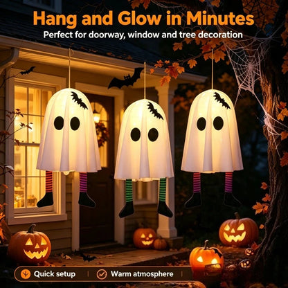 NovexA™ Halloween Glowing Ghost Decoration – 50cm Hanging White Ghost with Fairy Lights 👻🎃