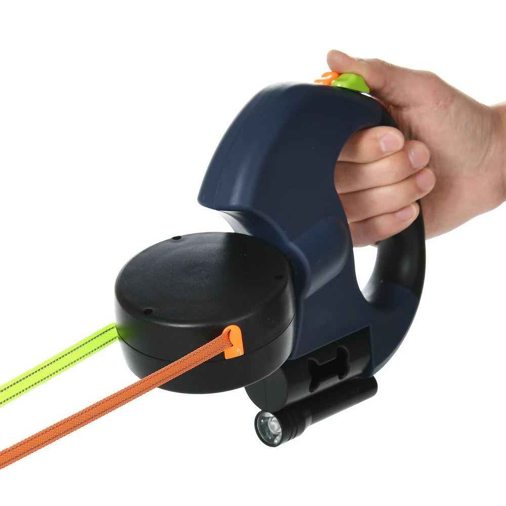 NovexA™ DuoWalk – 3M Retractable Double Dog Leash with LED Lights & 360° Tangle-Free Swivel