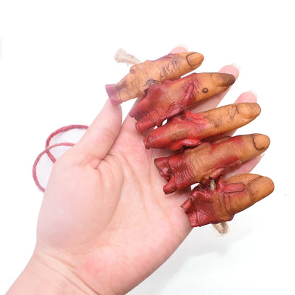 NovexA™ Halloween Horror Decorations – Creepy Hanging Props with Fake Bloody Hands, Feet, Bats & Mice