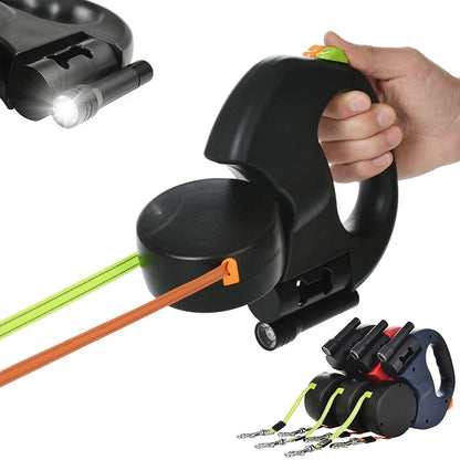 NovexA™ DuoWalk – 3M Retractable Double Dog Leash with LED Lights & 360° Tangle-Free Swivel
