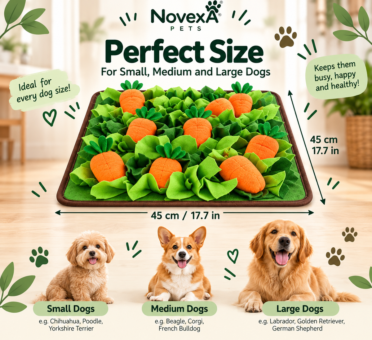 NovexA™ Carrot Snuffle Mat – Interactive Foraging Toy